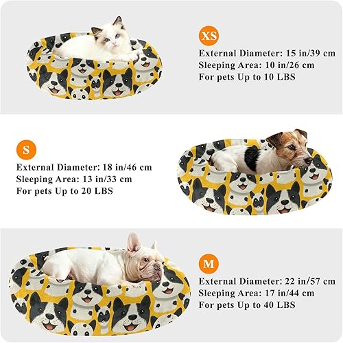 Miniatura 7 de Small Cartoon Cute Dogs Doodles Art Donut Cuddler Pet Dog Beds fluffier Cat Cave Bed for Medium Size Pets Supplies cama elevada para Perros Grandes