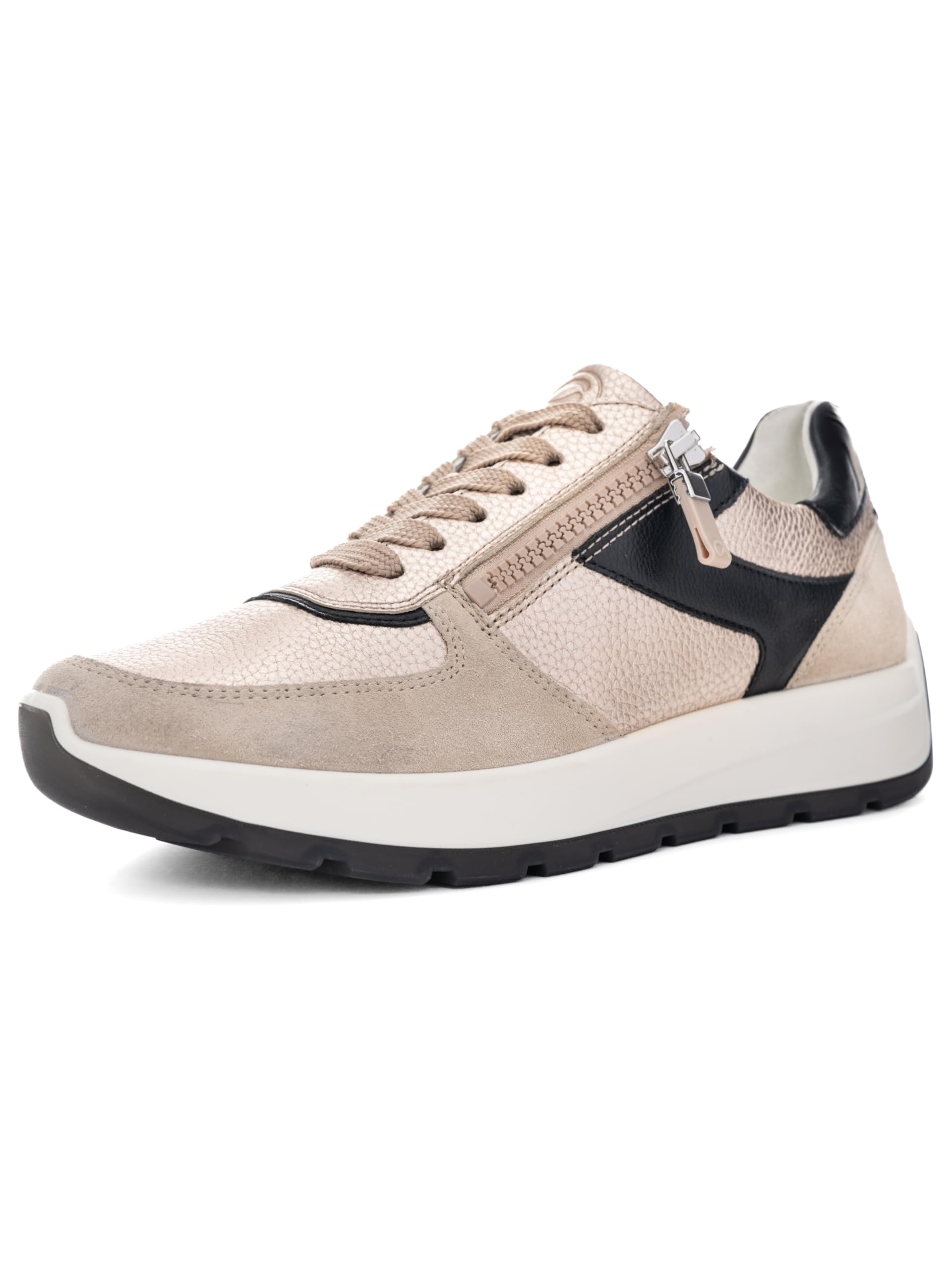 ARA Shoes Women's Low New York Trainers, Shell Sand Black, 38.5 EU