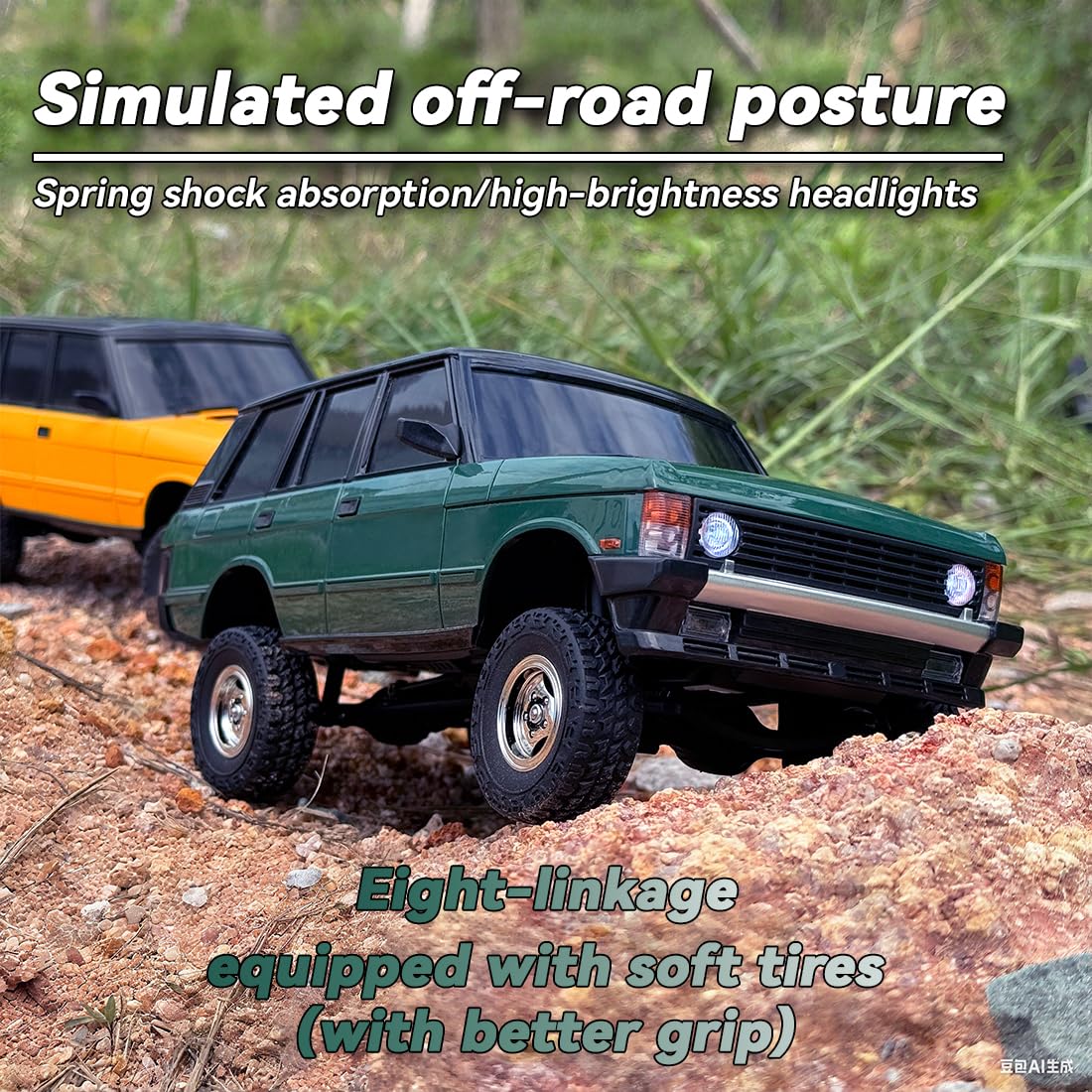 RC Draft Crawlers, skala 1/18 2,4 G 3CH 4WD Off-Road RC model samochodu z wysuwanymi reflektorami, prezent dla dorosłych (wersja RTR/zielony)