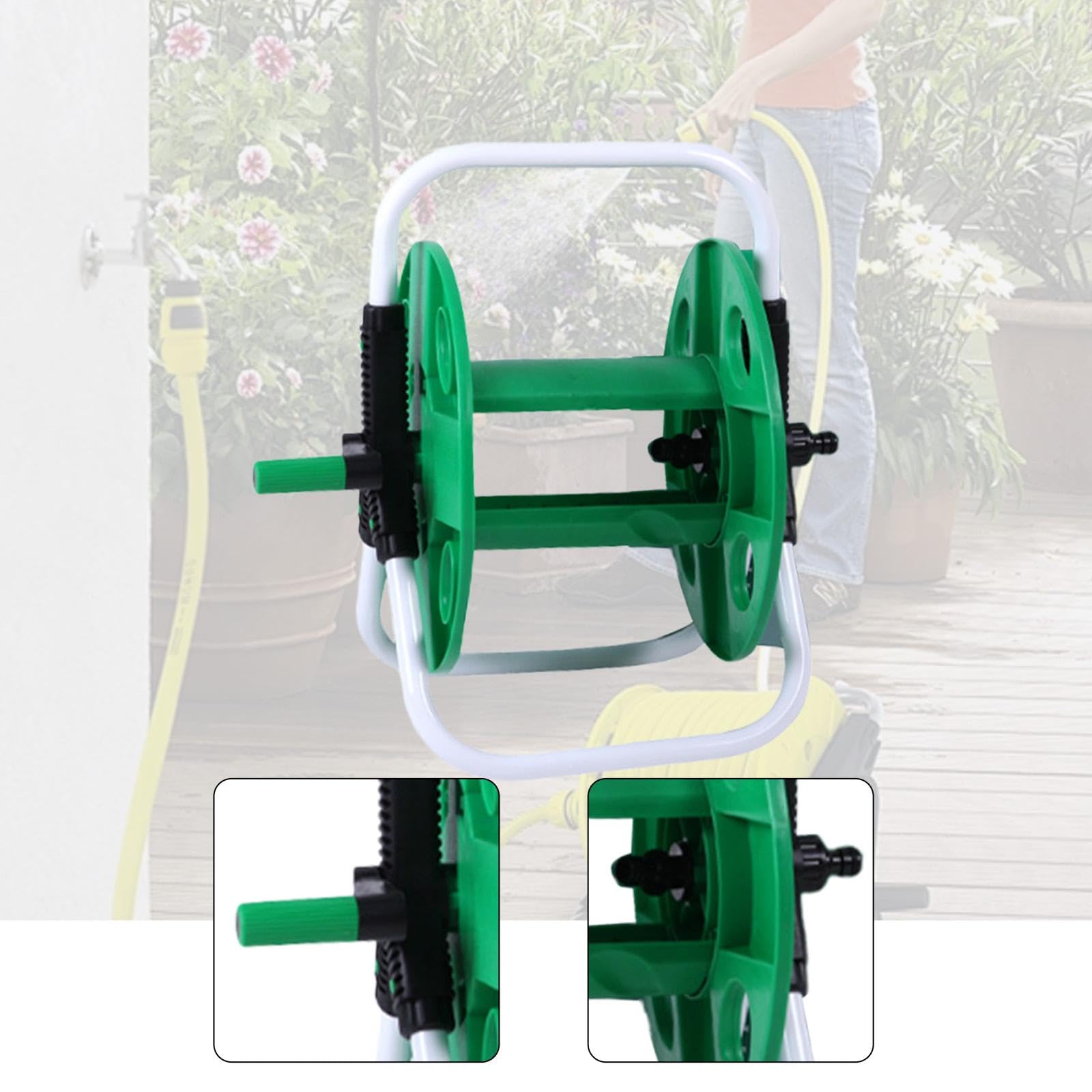 Carro Portamangueras Multiusos, Almacenamiento Eficiente, Material Resistente a Los Arañazos, Fácil de, en La Pared, Estructura E, Verde