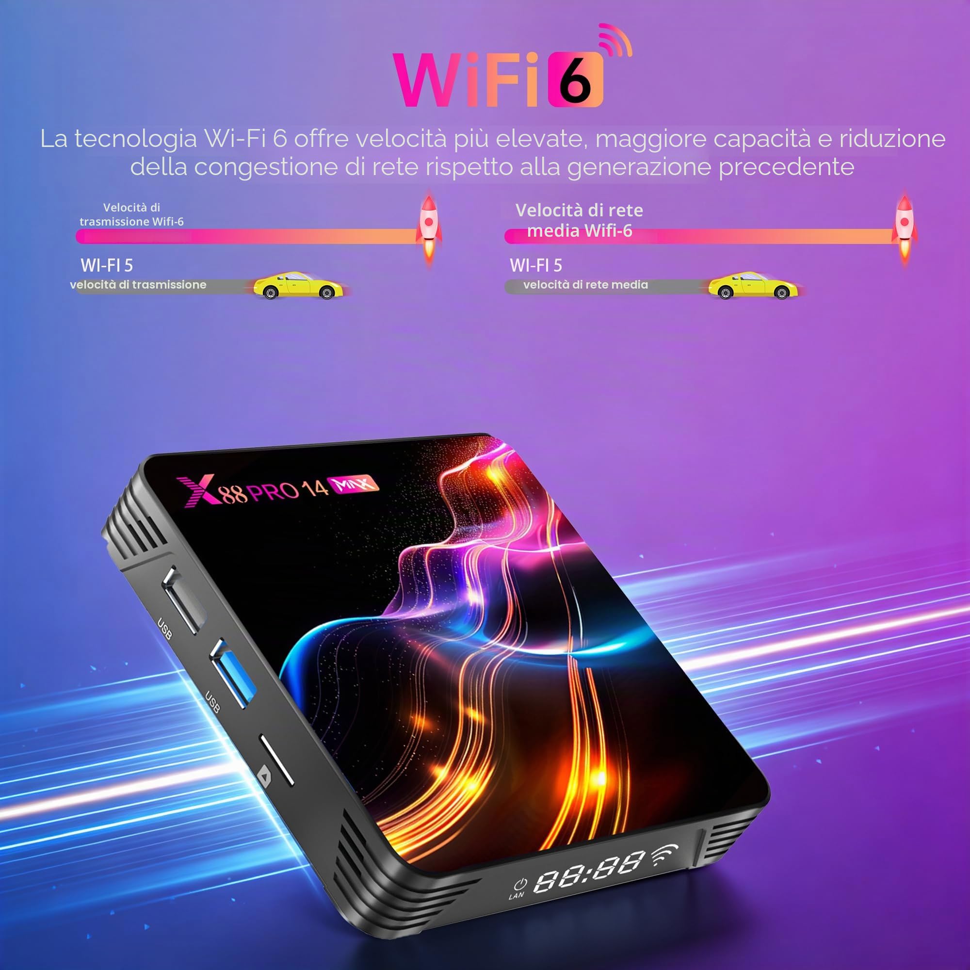 GREVA 8K Android 14.0 TV Box 2026, 8K Android Box 4 GB RAM 64 GB ROM, Smart TV Box RK3528 unterstützt Chipsatz 2,4 GHz/5,0 GHz Dual WiFi6 HDR10 BT5.0 USB3.0 Ethernet LAN 3D HD Smart Media-Streaming