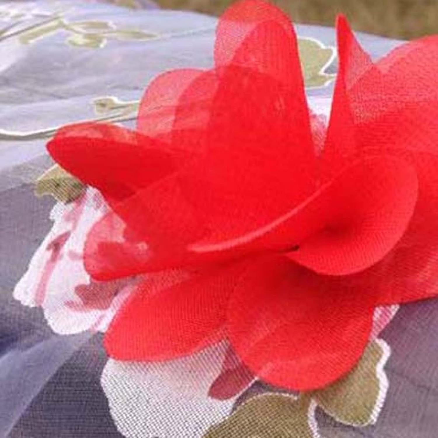 Tessuto di pizzo organza fiori in chiffon poliestere