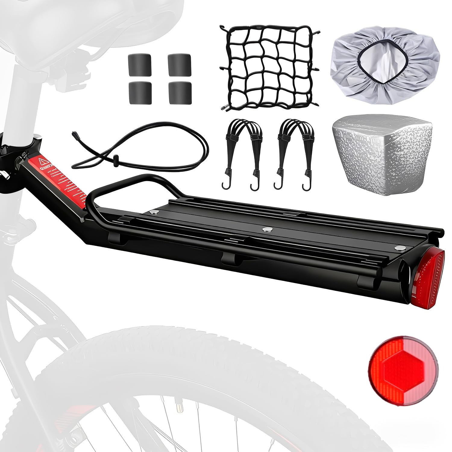 Portabagagli per bicicletta, mountain bike, in lega di alluminio, regolabile, con capacità di peso di 10-30 lbs