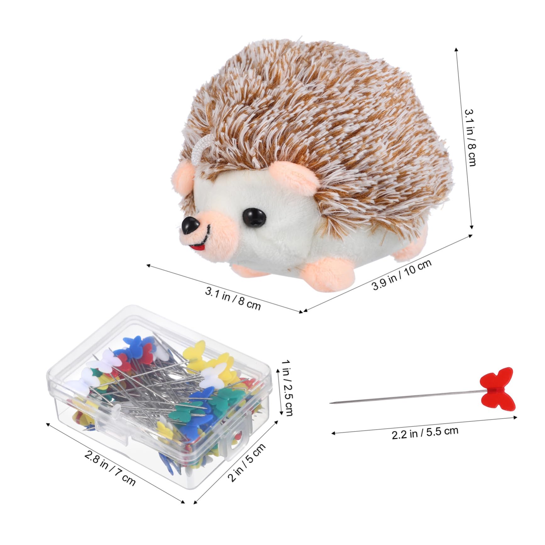 ERINGOGO 100 Pcs Butterfly Head Straight Pins for Crafts Colorful Flat Pins Cushion