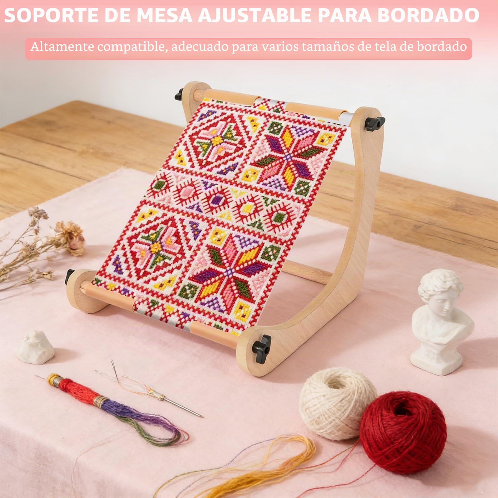 Bastidor de bordado rectangular, soporte ajustable de madera, 30 cm/40 cm, juego de 8 pinzas antideslizantes, aro de bordado de madera para manualidades, bordado, punta de aguja