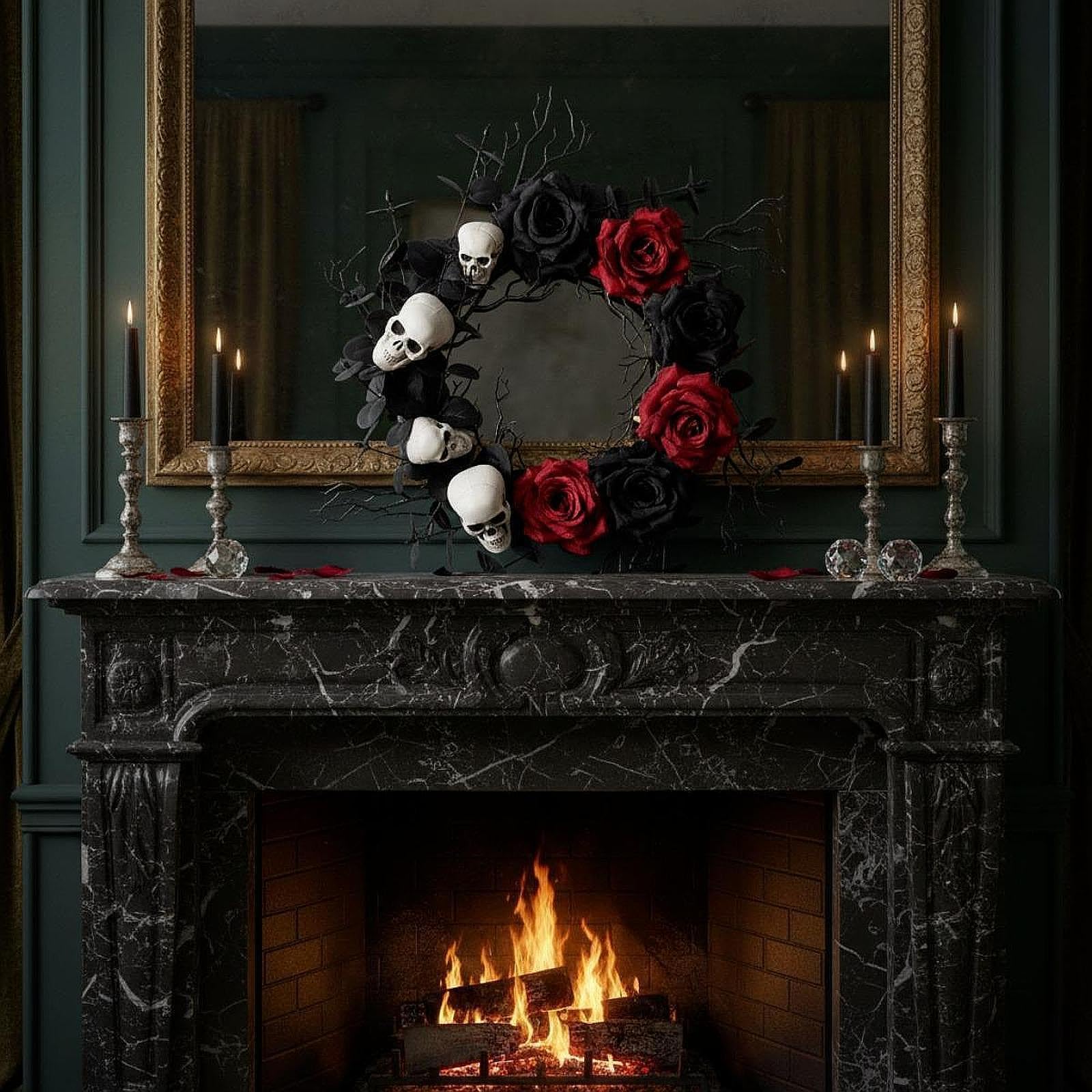 Couronne d'halloween, Couronne Artificielle de 45 Cm pour Une Utilisation Intérieure et Extérieure,