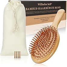 Bamboo Brush with Natural Bristles - Eco Friendly Brush for Women, Men & Kids - Massage Scalp for Healthy & Shiny Hair (Hair Brush)