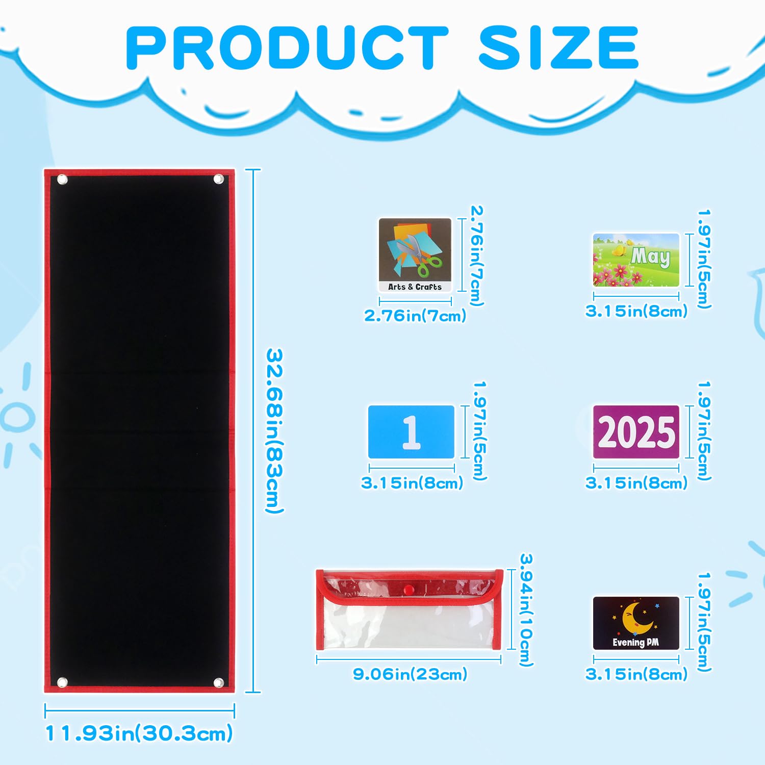 Wizualny harmonogram kalendarza, 30 x 83 cm materiały do nauki autyzmu ze 117 kartami autyzm codzienny obowiązkowy wykres rutynowy harmonogram dla malucha tablica planująca do szkoły domowej (czarny)