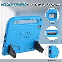 Vista 4 de LTROP Funda para niños para iPad de 6ª/5ª generación (2018/2017), iPad de 9.7 pulgadas, funda para iPad Air 2 para niños, protector de pantalla Azul