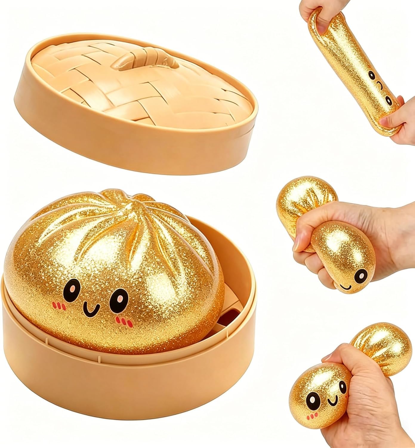 Giant Glitter Dumpling Squishy, 2026 Upgrade Dumpling Squishy Mystery Box, Colorful Dumplings Stress Balls Fidget Sensory Toy, Fun Soft Squeeze Glitter Dumplings Stress Ball Sensory Fidget Toys