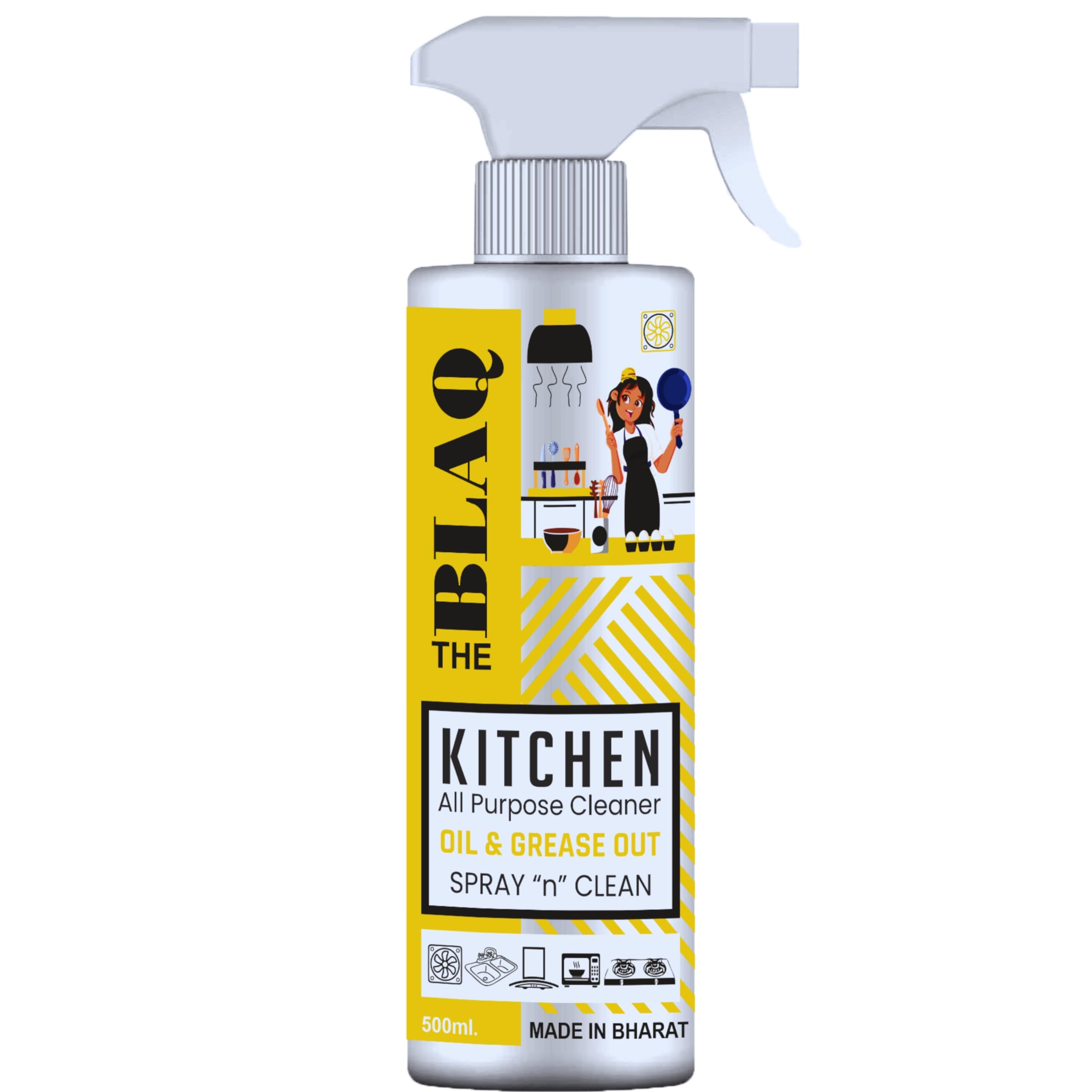 THE BLAQ Kitchen Cleaner I All Purpose Cleaner Spray I Remove Oil, Grease, Burnt Food & Swet stains Quickly I Clean Exaust, SwitchBoard, Chimney, Stove, Tile, Door, Kitchen Equipments (B0CM23CN6Z) Amazon Price History, Amazon Price Tracker