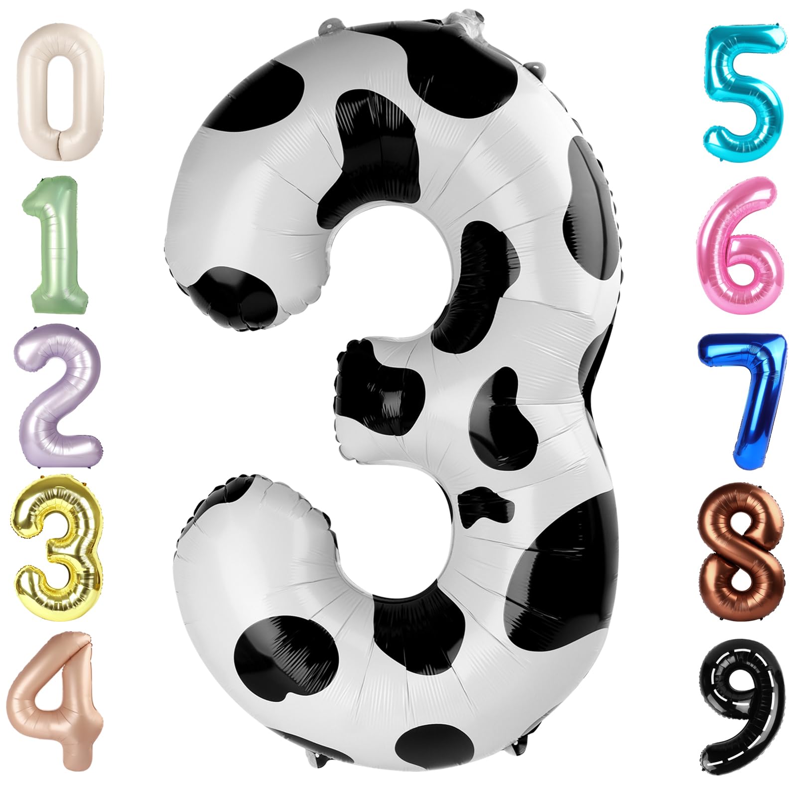 Numbers Balloon 3, 40 Inch Large White Black Balloon for Three Year Old Birthday Decor, 3 13 30 31 Birthday Party Decorations for Wedding Supplies
