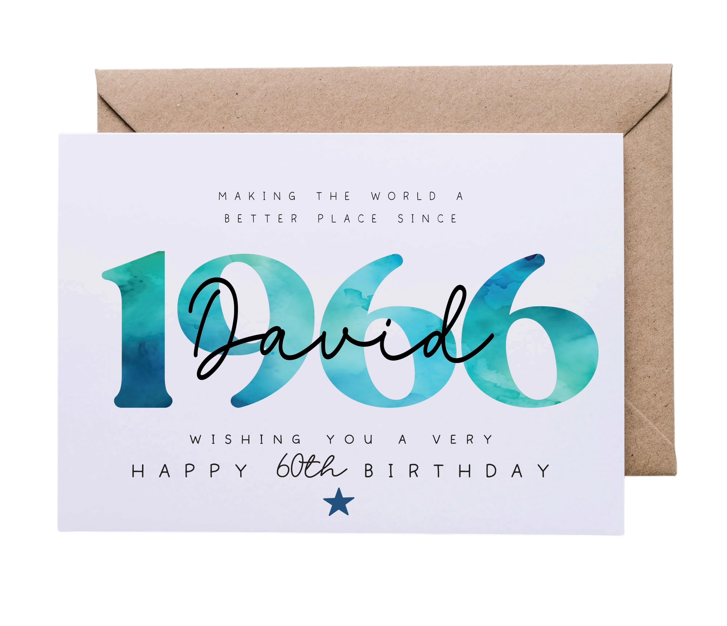 Personalised 60th Birthday Card for Him, Year of Birth 1966 Card, Large A5 Birthday Card for Men, Keepsake Card UK