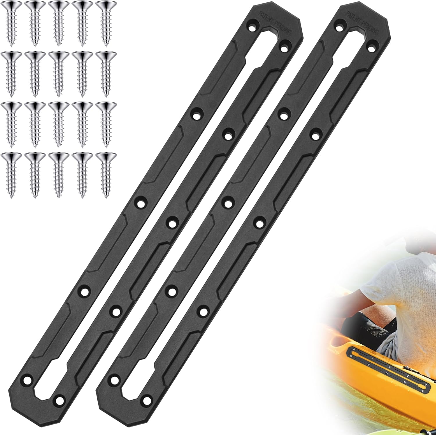 Kayak Track, 13.3 inch Kayak Low Profile Track, Kayak Gear Track Mount Accessories for Fishing Rod Holder, Cup Holder, Anchor Cleats, 2 Pack Kayak Track, 13.3 inch Kayak Low Profile Track, Kayak Gear Track Mount Accessories for Fishing Rod Holder, Cup Holder, Anchor Cleats, 2 Pack