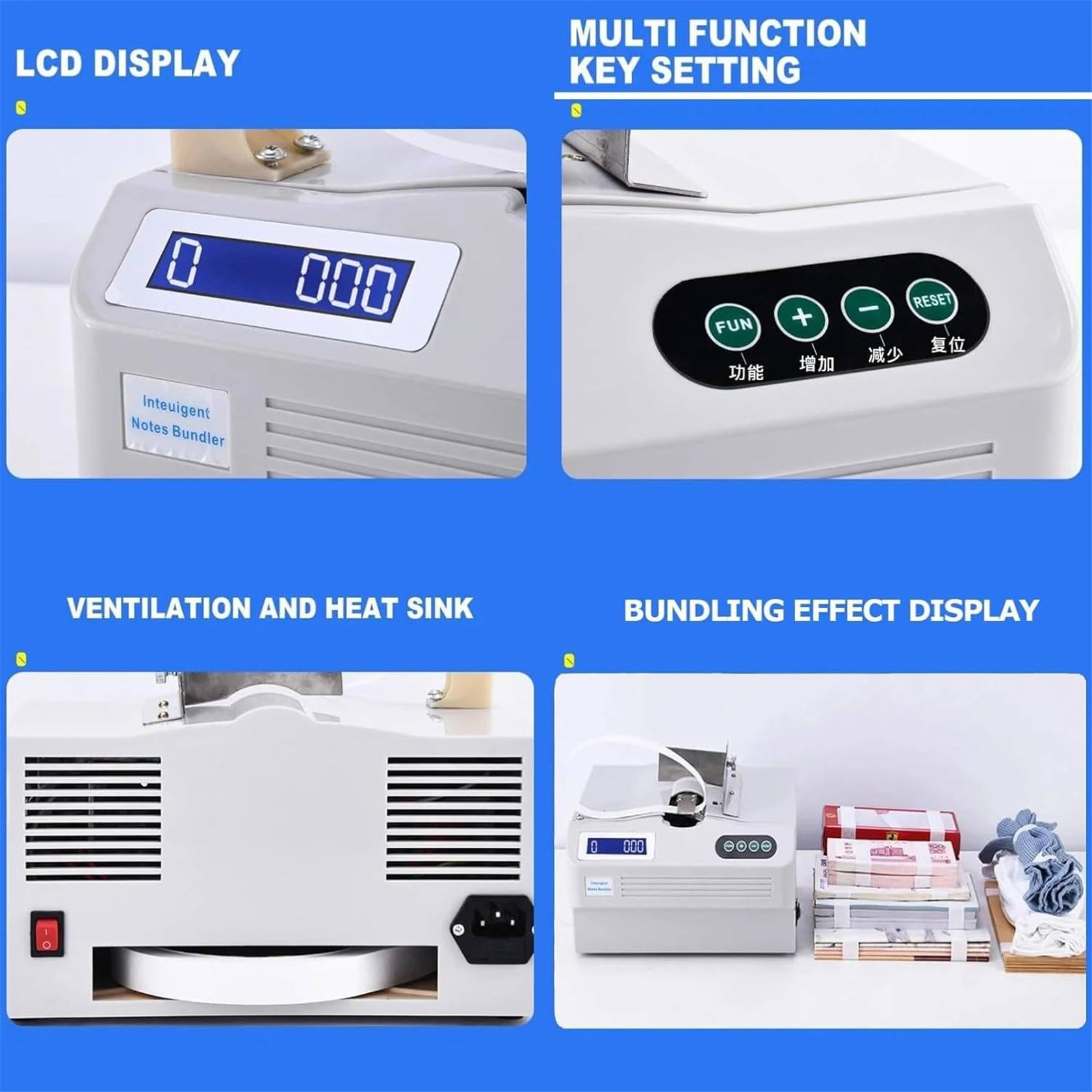 Fascicolatrice Automatica Di Banconote A Induzione, Fascicolatrice Rapida Di Contanti, Fascicolatrice Da Tavolo Per Banconote Con Schermo Lcd, Per Servizi Finanziari E Cassieri