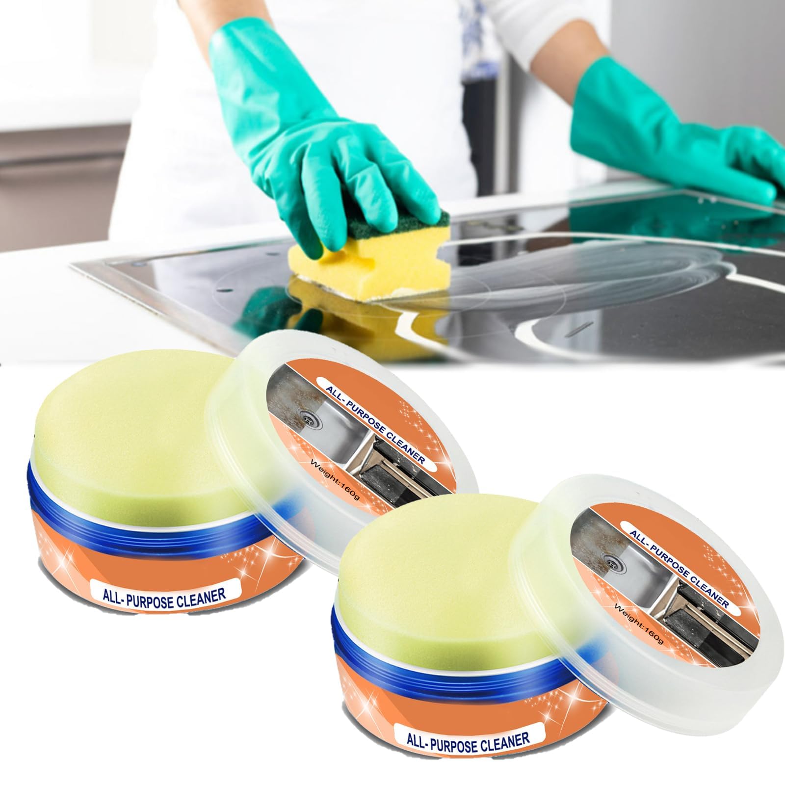 2 Pcs All-Purpose Cleaner, Universal Kitchen Cleaner, Stainless Steel Clean Wax, Rust Remover, Stainless Steel Cleaner and Polish for Appliances, Removal for Kitchen Utensils Stoves Heavy Oil Stains