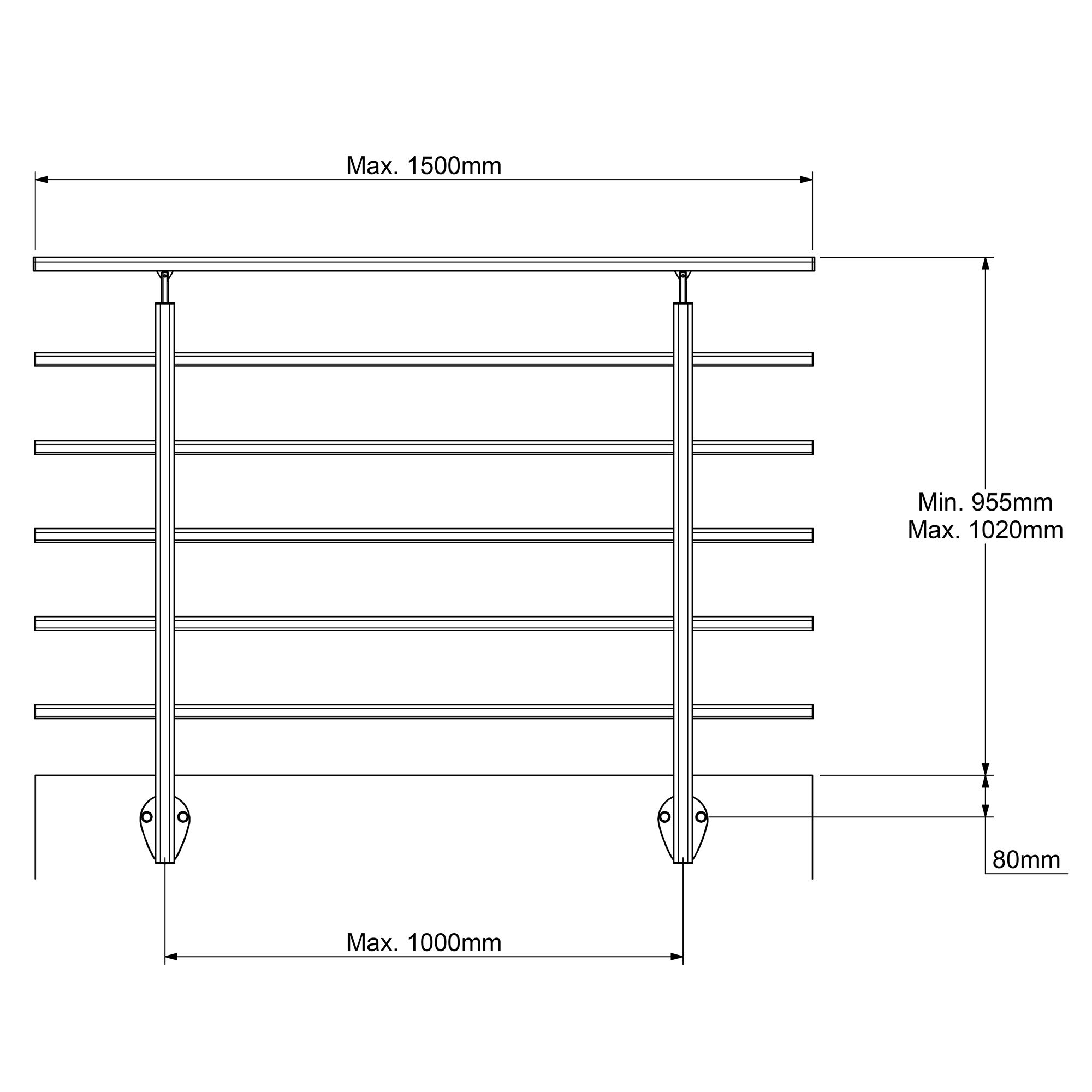 DOLLE Brüstungsgeländer Set aus Aluminium seitliche Montage Tropfenform 150 cm