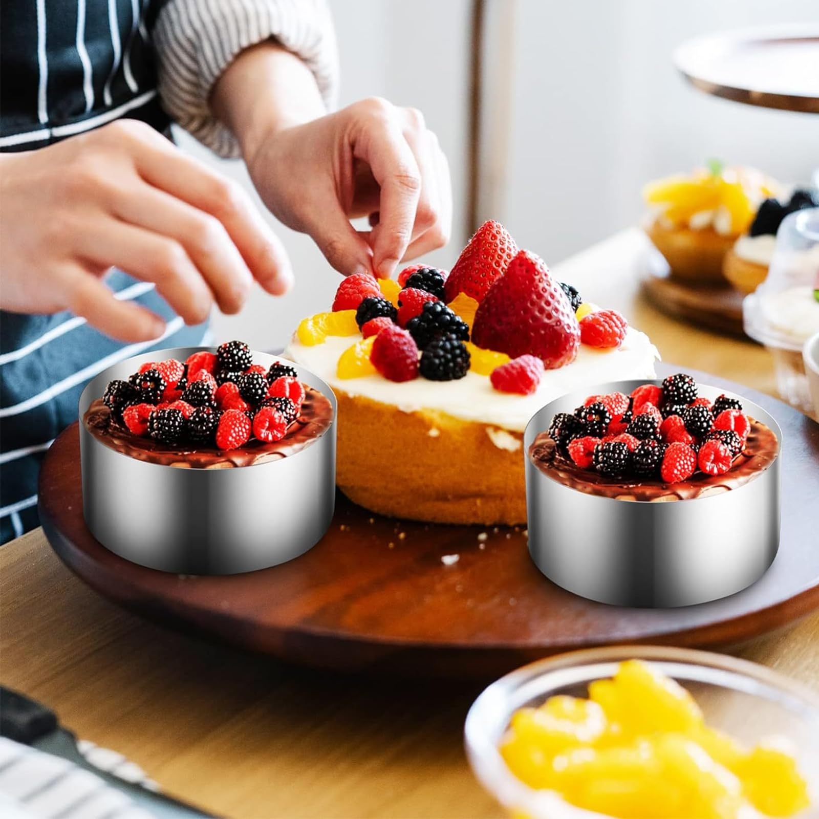 RONGKUN Lot De 15 Anneaux En Acier Inoxydable Pour Pâtisserie - Emporte-pièces Ronds 5cm - Moules à Gâteaux Et Biscuits