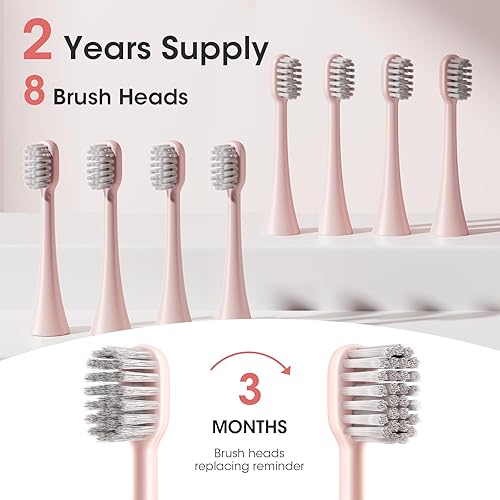 Miniatura 6 de Paquete de 8 cabezales de repuesto para cepillos de dientes eléctricos (4 Dupont + 4 toray) compatibles con Jimok, versión original original, dura