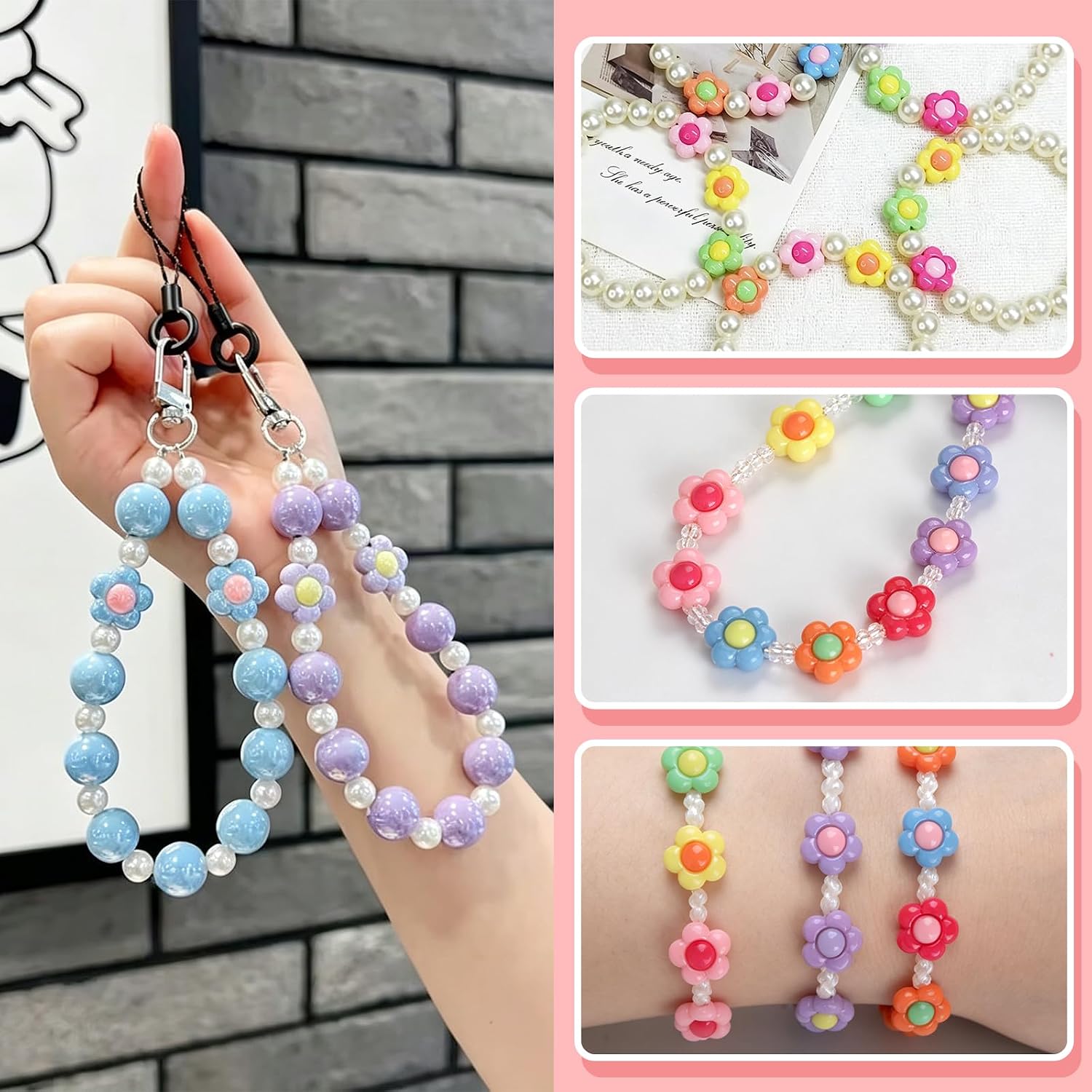 120PCS Acrylic Flower Beads for Jewelry Making, 16mm Colorful Floral Spacer Beads for Bracelets, Necklaces, DIY Beading Craft Supplies(Large Size) image 3
