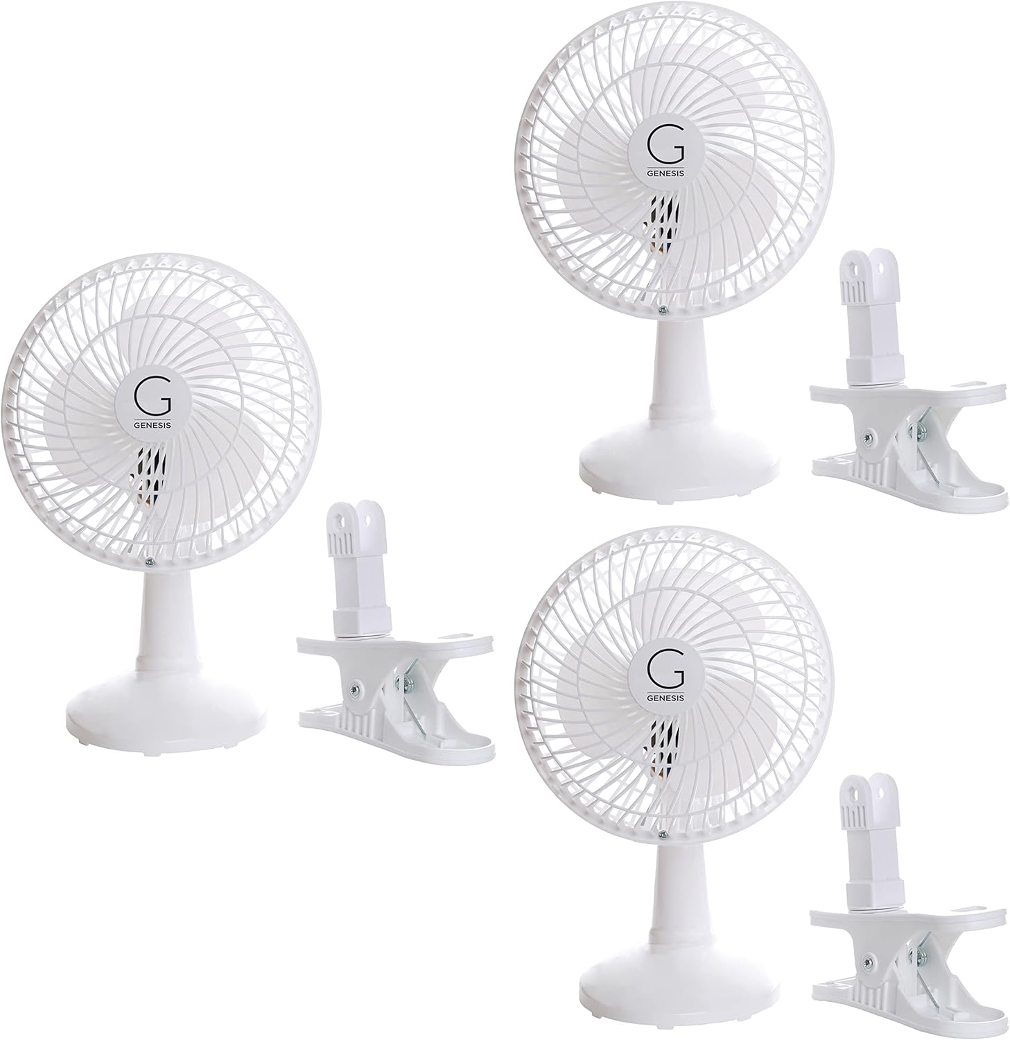 Genesis 6-Inch Clip Convertible Table-Top & Clip Fan Two Quiet Speeds - Ideal For The Home, Office, Dorm, More White (A1CLIPFANWHITE)