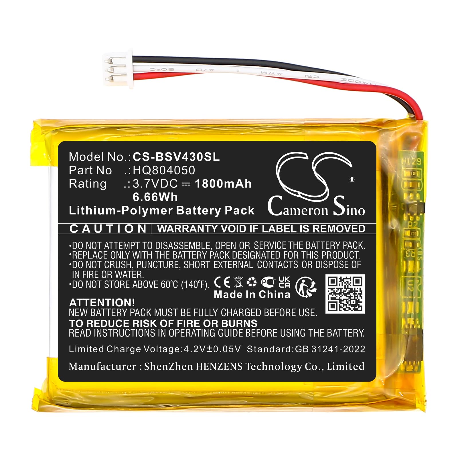 TECHTEK Batterie 1800mAh Compatible avec [Babysense] V43 Video Baby Monitor remplace HQ804050