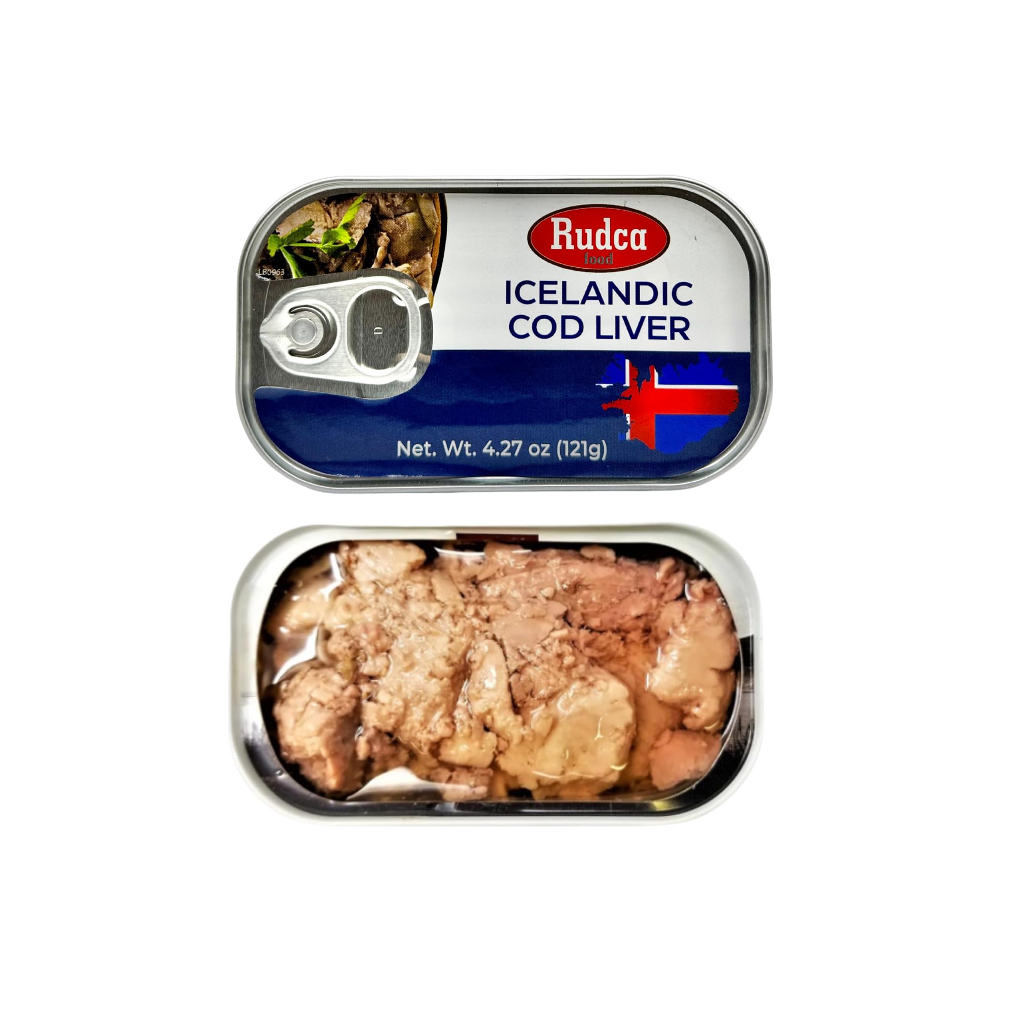 Rudca Food Icelandic Cod Liver - Wild-Caught in Own Oil - 4.27 oz (121g) (Pack of 3)