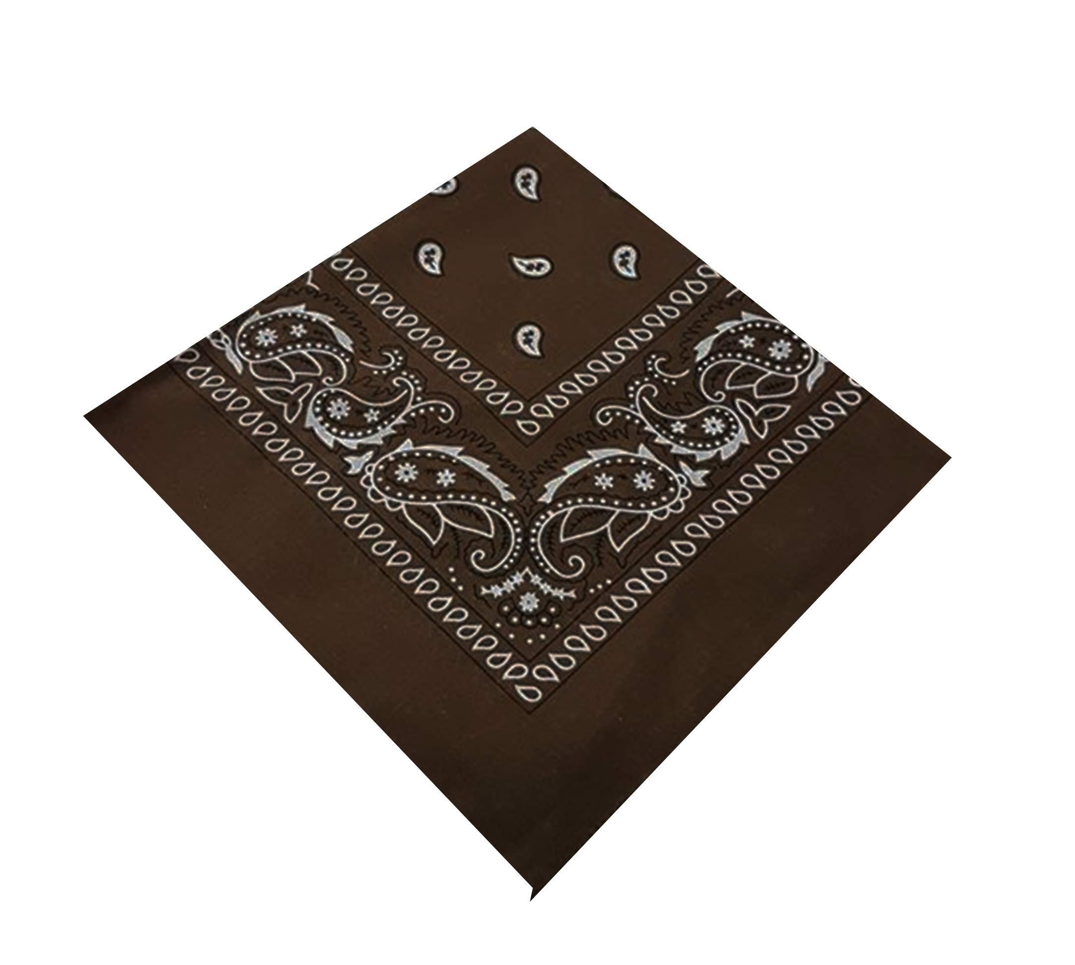 Ksc Unisex Dark Brown New Cotton Bandanna Double Sided Paisley Headbands, Neck Scarf, Handkerchief, Lovely Colors (Dark Brown)