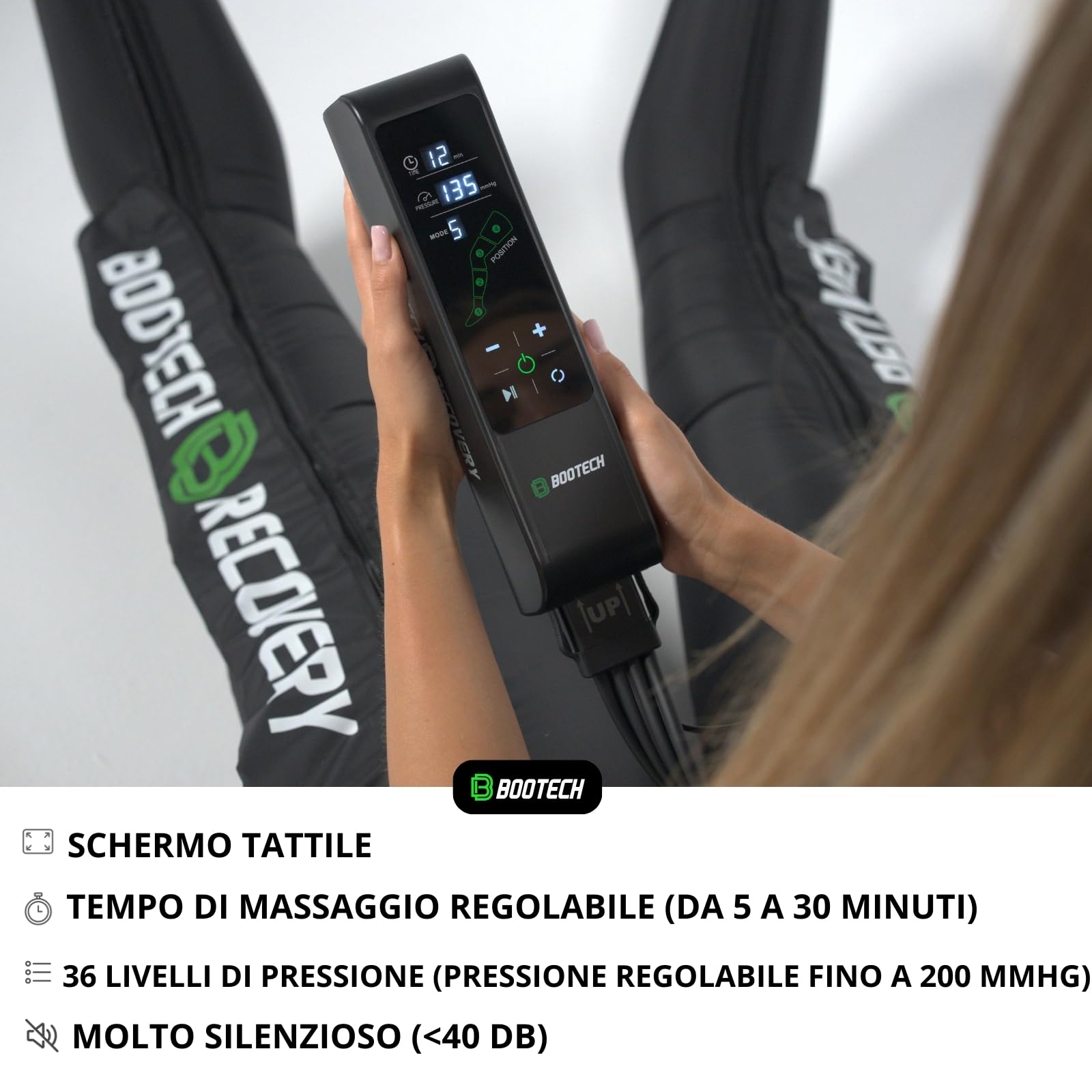 BOOTECH Pressoterapia professionale per casa,massaggiatore per gambe e piedi stanchi,migliora la circolazione del recupero muscolare drenaggio linfatico ritenzione idrica cellulite qualità prezzo (L)