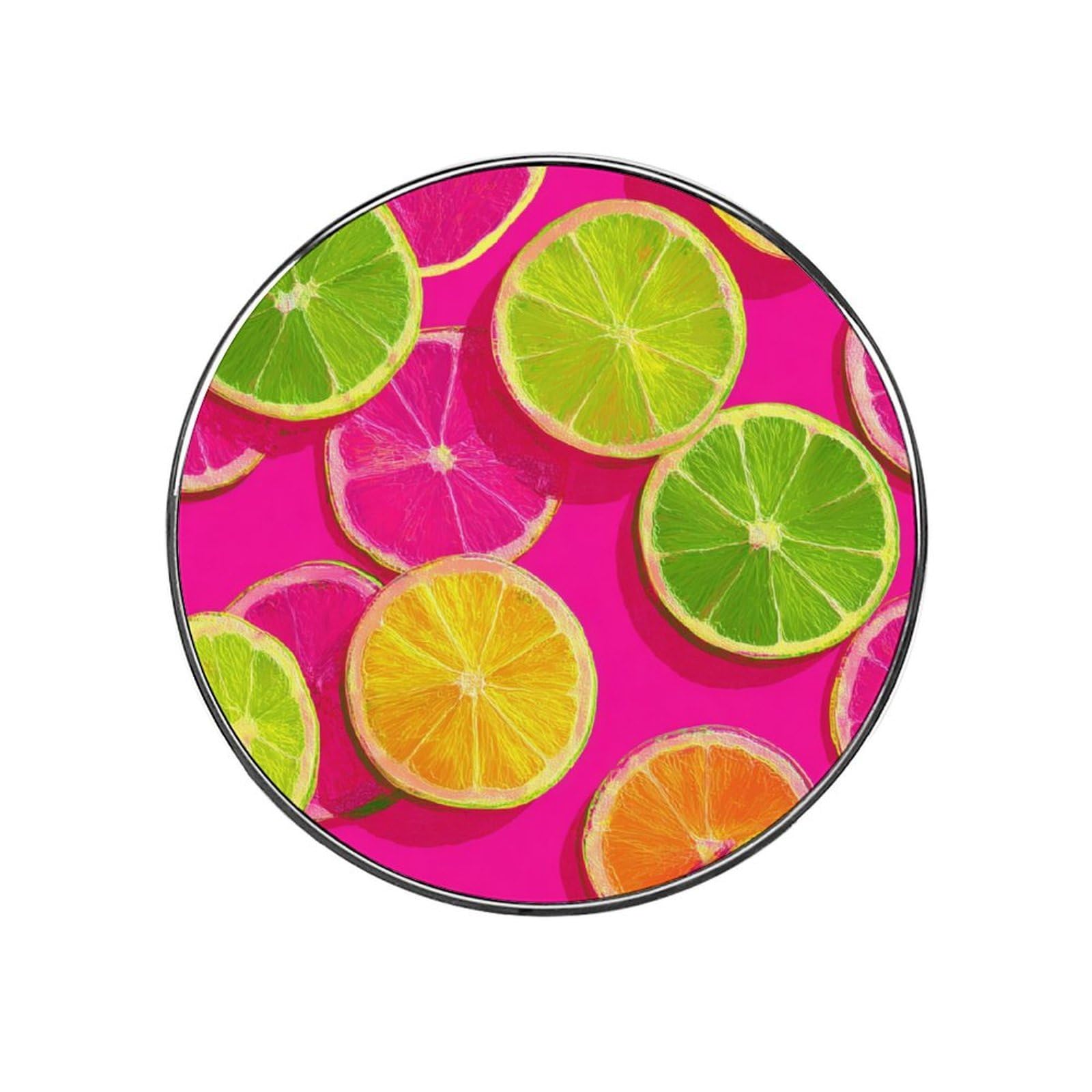 Bright Lemon And Lime Neon Slices Fridge Magnets DIY Art Round Magnetic Refrigerator Sticker for Home Kitchen Car Garage Decor