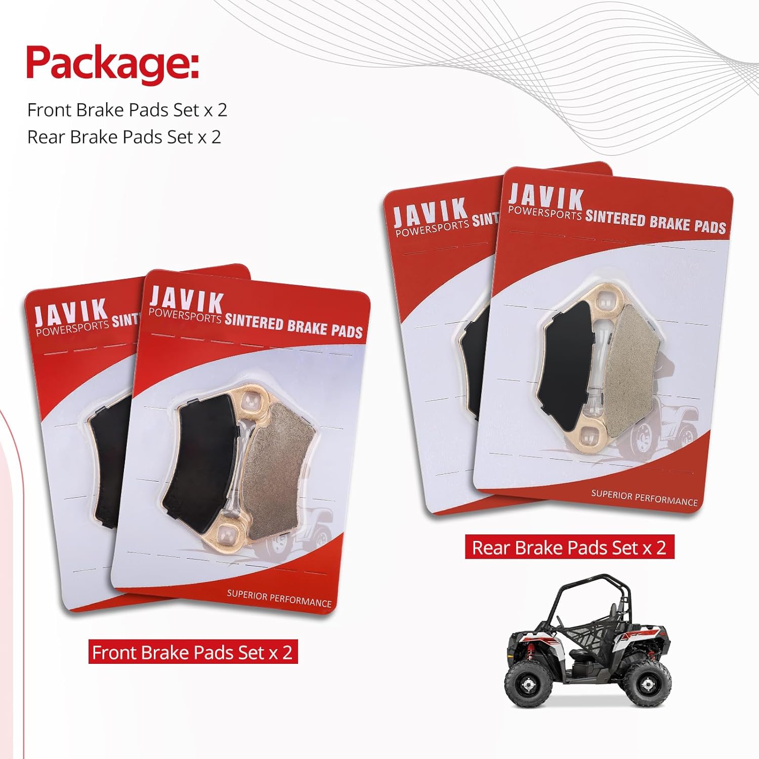 Front & Rear Sintered Brake Pads Compatible With Polaris Sportsman 570-X2 2015-2021 570-Utility 2018-2019 ACE 500 570 2017-2019