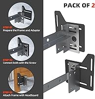 Vista 3 de 2 soportes de base de cama para cabecero extra resistente, placa de conversión de adaptador de cama, soporte de cabecera de marco de cama Queen