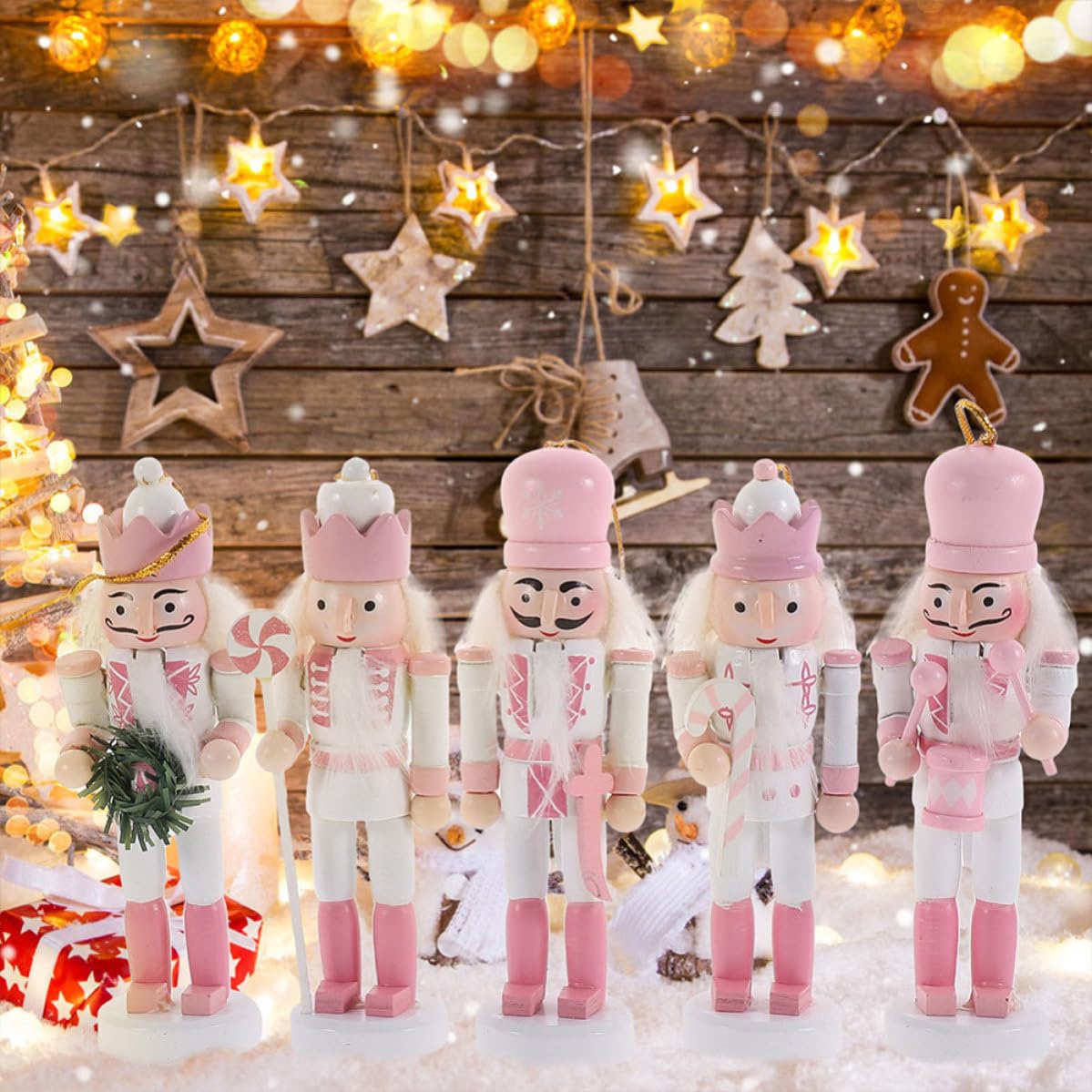FRCOLOR 10 Unidades Adornos Tradicionales de Madera para Navidad, Figuras Colgantes Creativas para Mesa, Hogar y Hotel