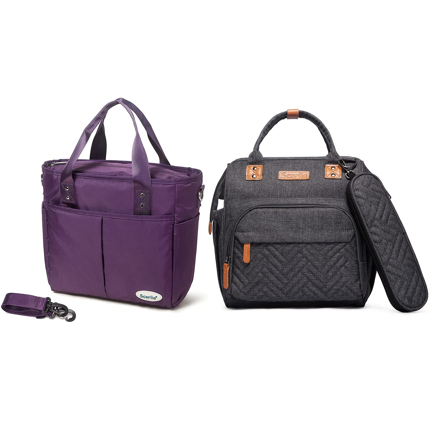 Scorlia Insulated Lunch Bags for Women, Extra Large Lunch Tote Bag With Removable Shoulder Strap, Leakproof Reusable Cooler lunch Box with Side Pockets, Tall Drinks Holder for Women&Men