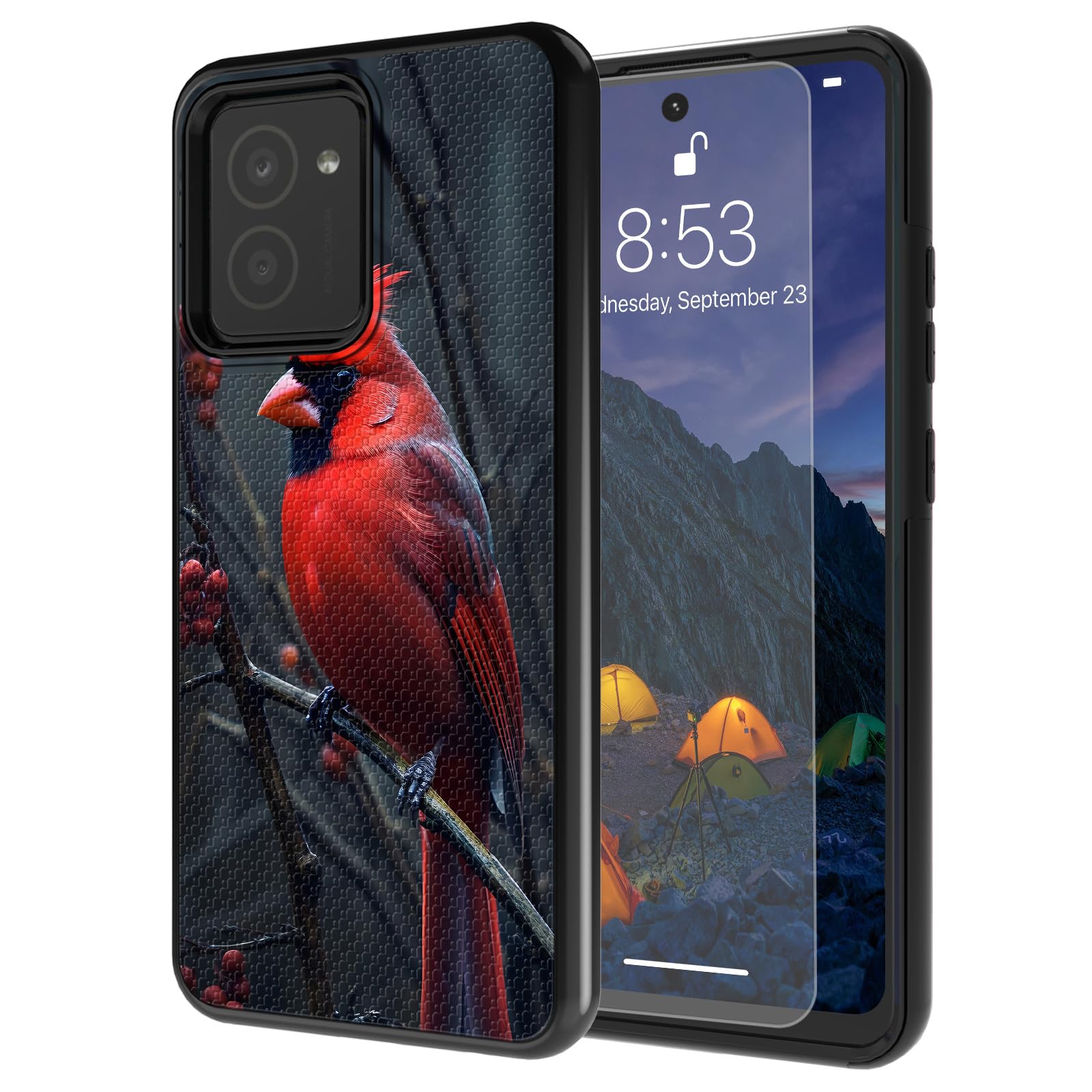 CAPAUNVDA for HMD Vibe Phone Case with Tempered Glass Screen Protector,Slim Soft Case with Straight Edge & Anti-Slip Dot Design,Dual Layer Shockproof