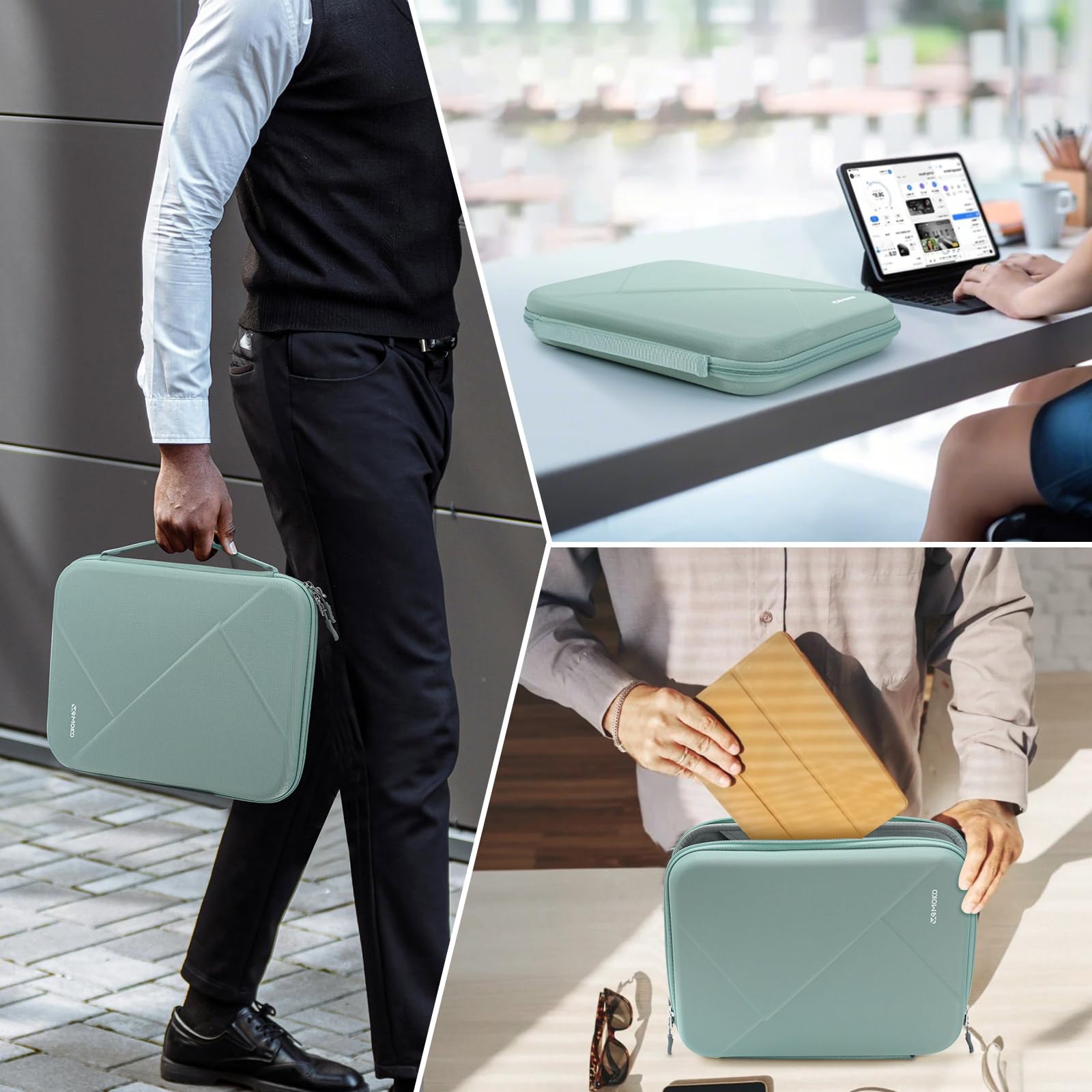 MoKo 9-11 pollici Tablet Sleeve Borsa per il nuovo 11" iPad Air M3, iPad A16 2025, Pro M4, Air 5/4/3 10,9 "/10,5", iPadPro 11 M2, 10./9/8 10,9/10,2, Tab S8/S9 11", duro EVA iPad Borsa, Bodhi Verde