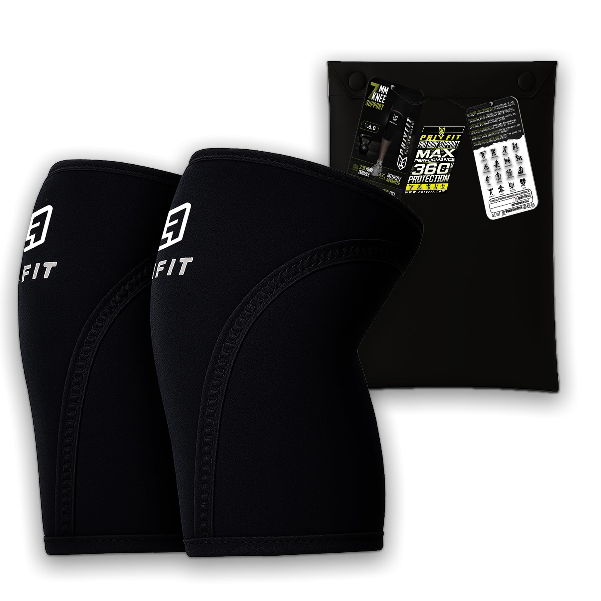 7mm Thick Heavy-Duty Professional Knee Workout Compression Support for Weightlifting, Powerlifting & Crossfit - 1 Pair Black-image-46