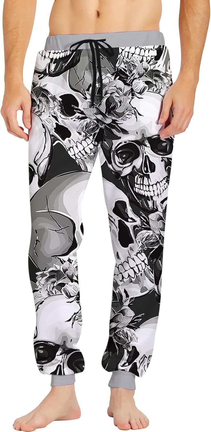 RAISEVERN Mens Sweatpants with Pockets Festival Joggers for Women Sports Casual Sweat Pants Hip Hop with Drawstring Grey Black Large