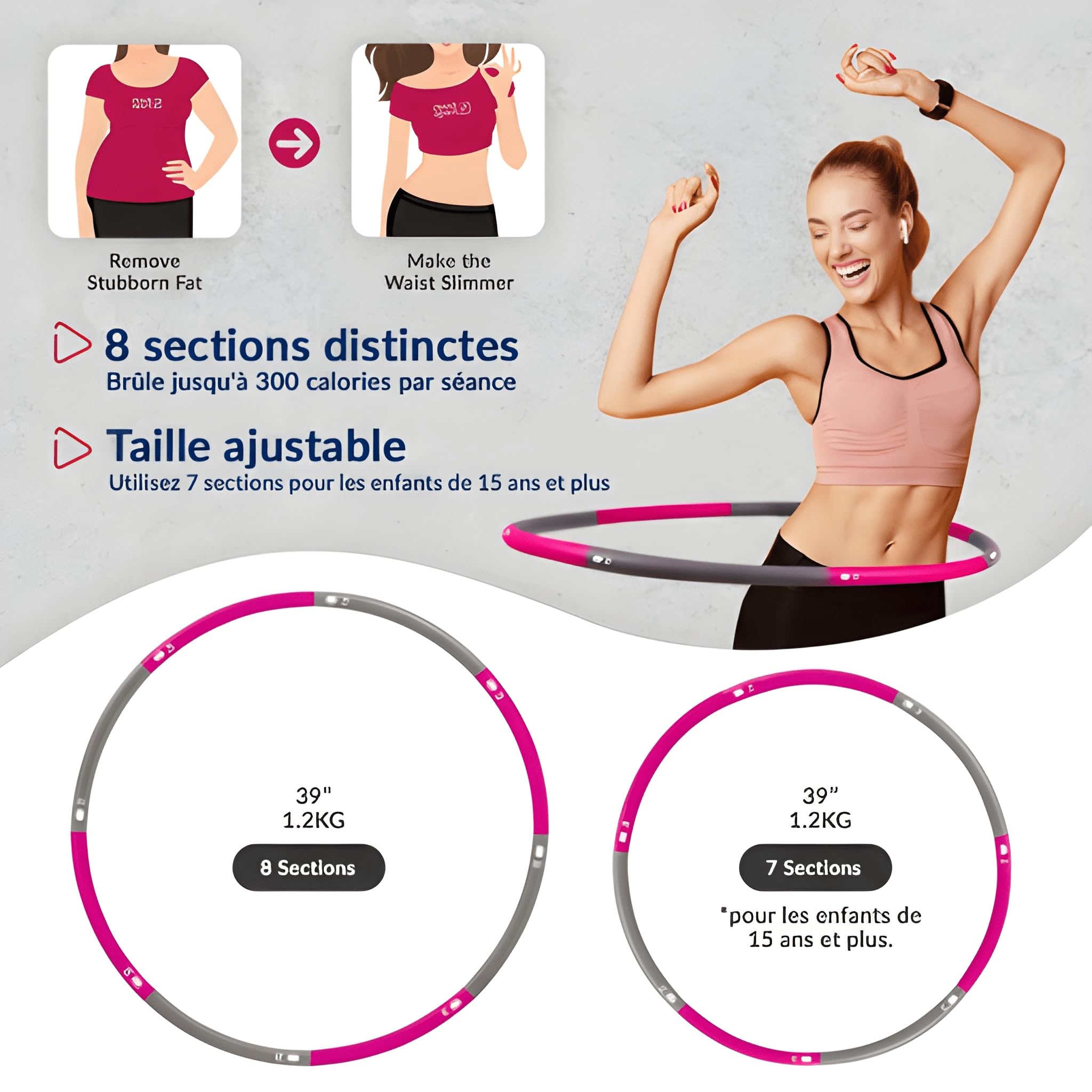 ResultSport Cerceau Fitness Hula Hoop Adulte | Cerceau hula hoop lesté pour la perte de poids et le fitness maison - 100cm, démontable, adulte