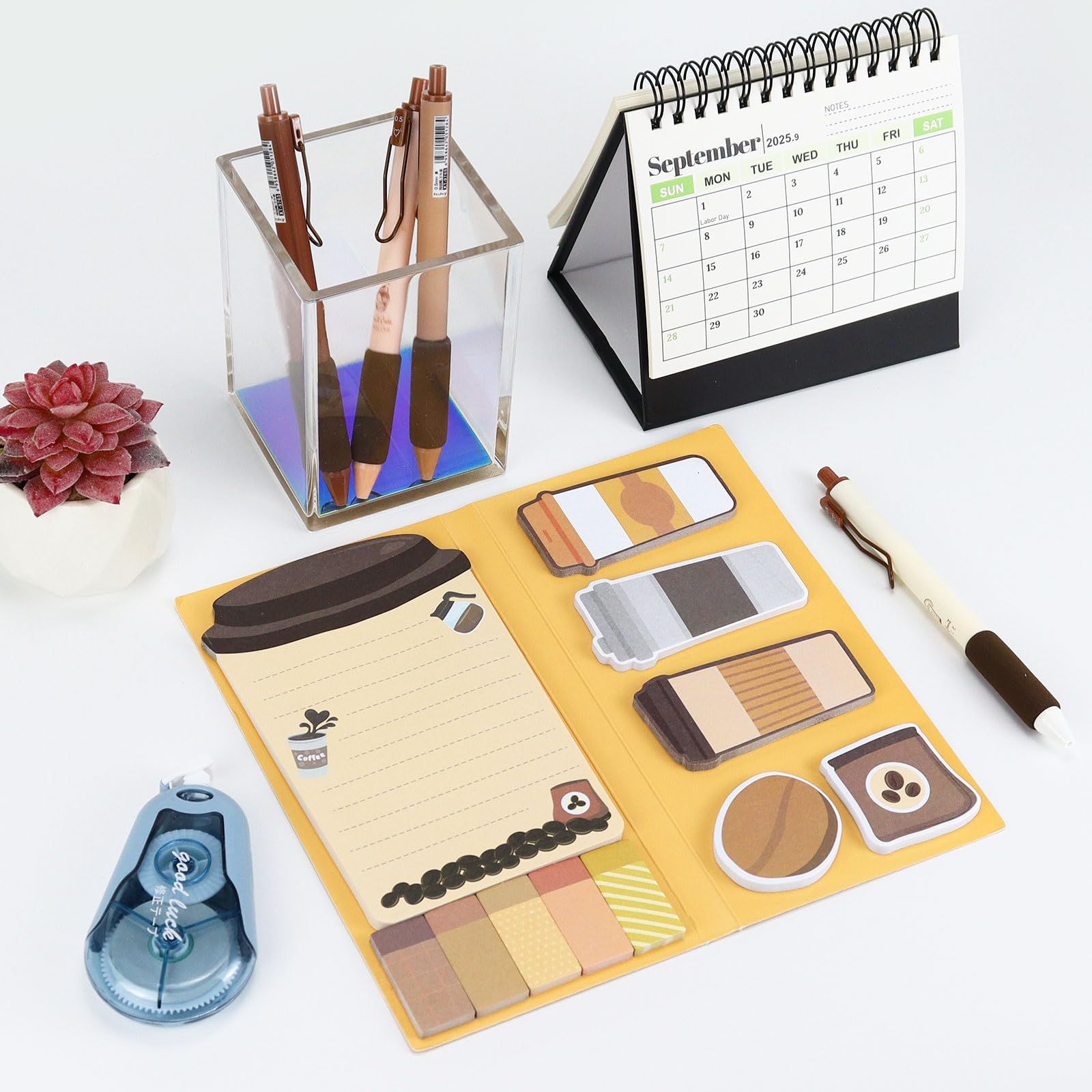 Amazon.co.jp: コーヒー付箋セット ジェルペン4本セット かわいい