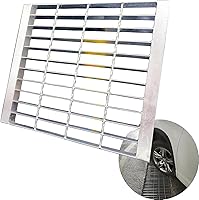 Vista 10 de Rejilla de drenaje de acero galvanizado con borde de 12 x 12 pulgadas, Clase B, 28100 libras, cubierta de canal de entrada de alta resistencia