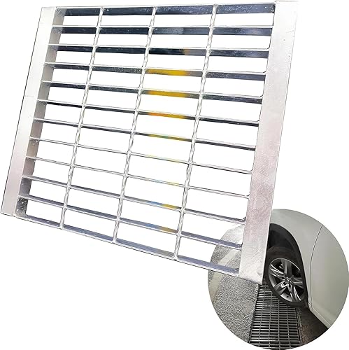 Miniatura 10 de Rejilla de drenaje de acero galvanizado con borde de 12 x 12 pulgadas, Clase B, 28100 libras, cubierta de canal de entrada de alta resistencia