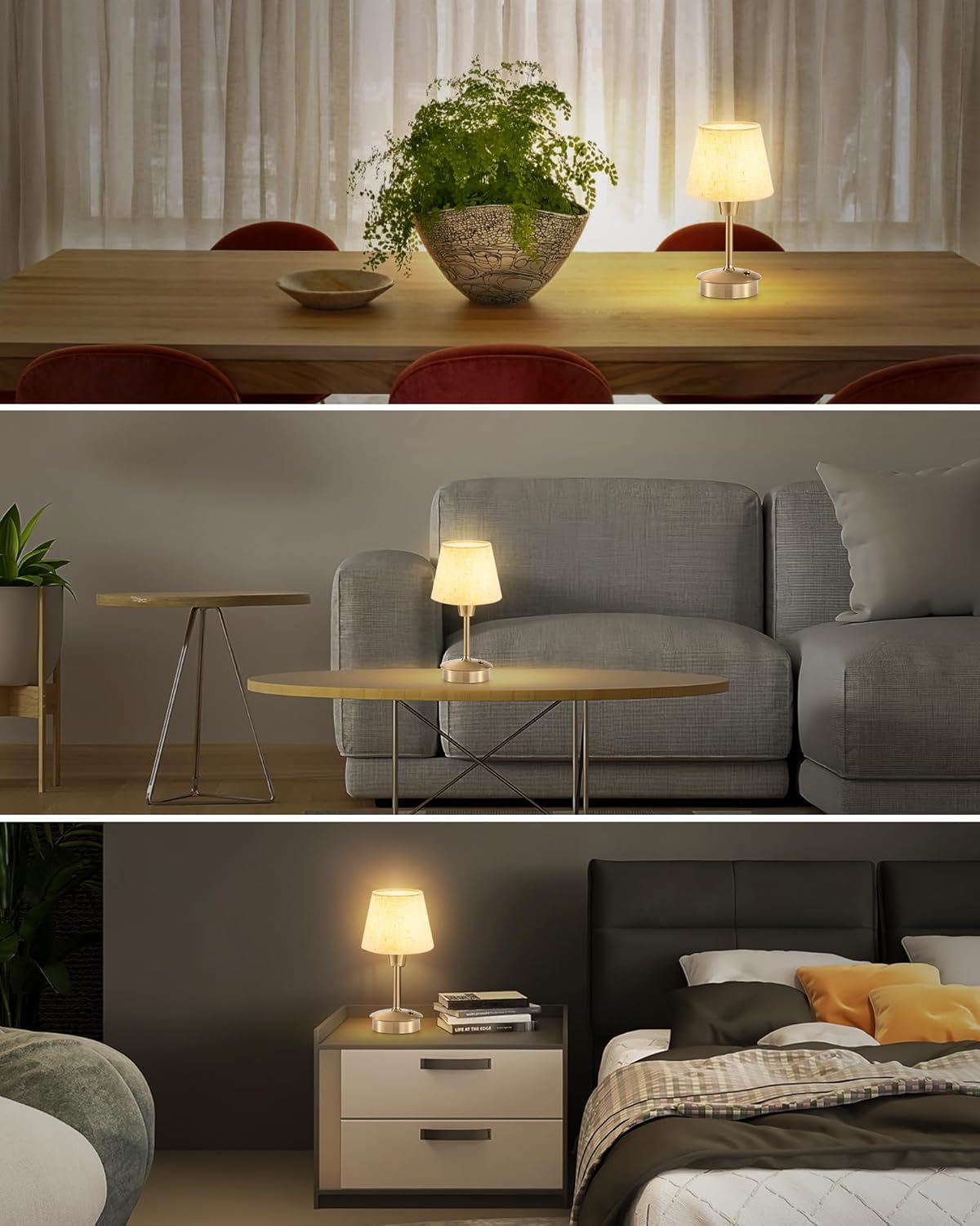 2 Stück Kleine Kabellose Tischlampe für Restaurant, 5200 mAh Akku | Aufladbar Dimmbare Nachttischlampe, Tragbare Touch Lampe Nachtlicht für Schlafzimmer Küche Badezimmer Esszimmer Terrasse