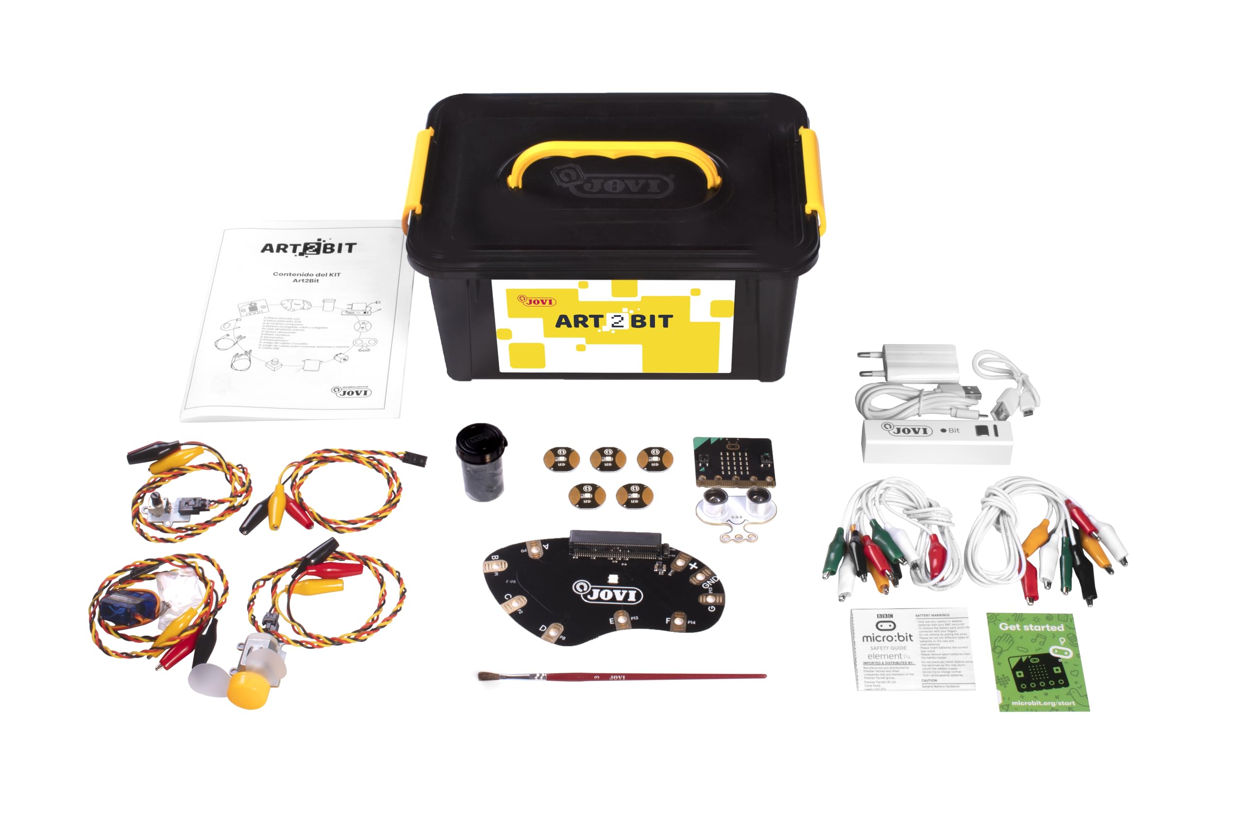 Jovi - Zestaw startowy, 6 skrzyń technologicznych z działaniami Steam dla łącznie 24 uczniów, w tym płyty Micro: bit, płyta przedłużająca i inne niezbędne komponenty