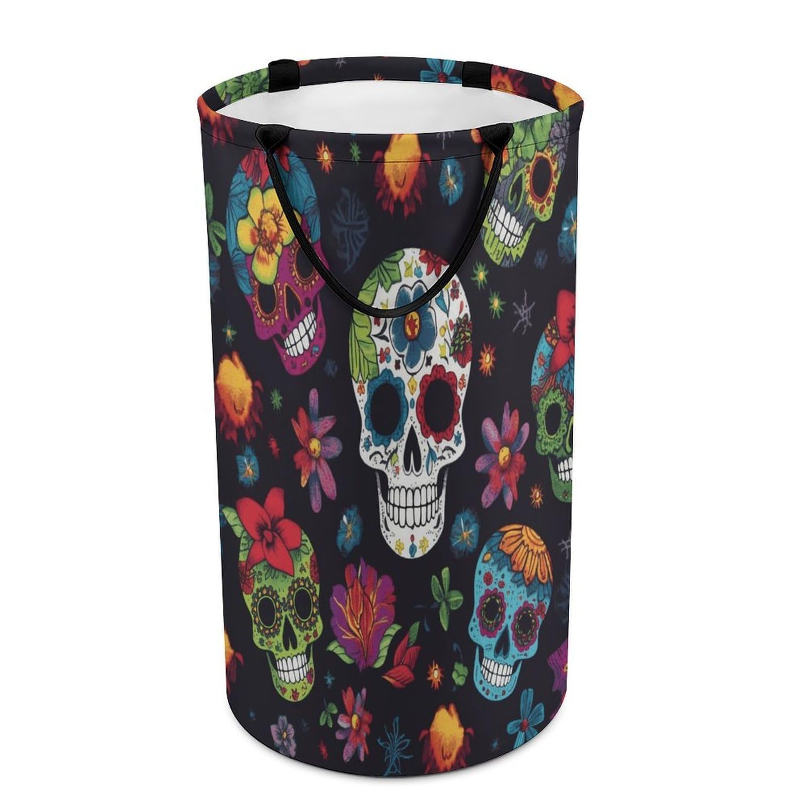 Flower Cactus Sugar Skull Laundry Basket Large Foldable Laundry Hamper with Handles Freestanding Collapsible Clothes Basket Waterproof Portable Dirty Clothes Hamper for Bathroom 86L