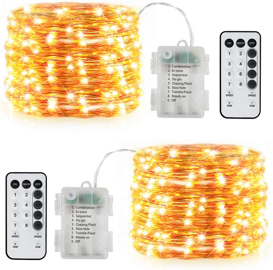 Led Lichterkette Mit Batterie Und Timer Für Außen 10M 100 LED Lichterkette mit Fernbedienung und Timer 8 Modi Dimmbar