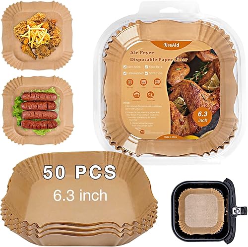 Forro de papel desechable para freidora de aire 100 piezas de forros de papel desechables grandes para cesta de 5 a 9 cuartos de galón papel