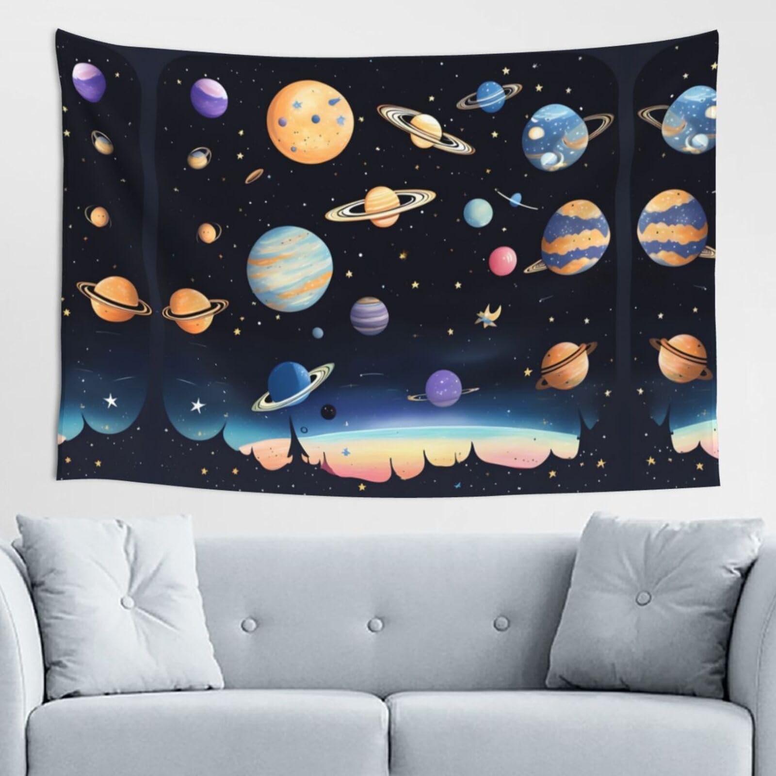 ZZYYDS Saturn Jupiter Earth Wall Decor Tapestry 60x40in, Wall Hanging, Home Decor, Dorm Decor, Porch Tapestry, etc.