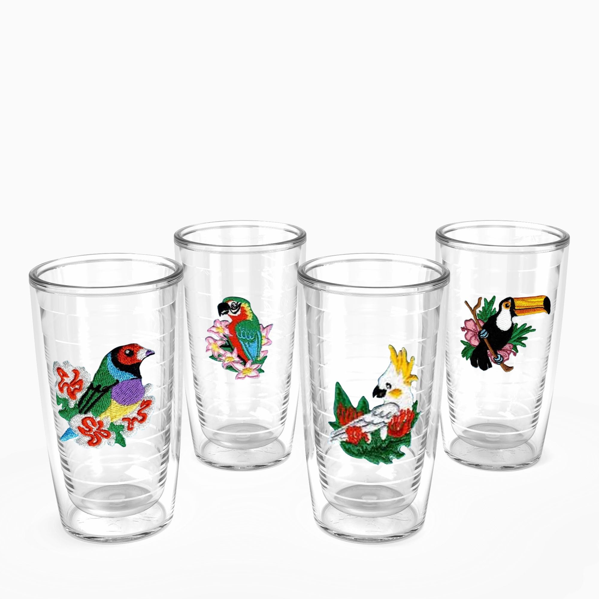 Tervis Assorted Birds Of The Tropics Collection Made In Usa Double Walled Insulated Tumbler Travel Cup Keeps Drinks Cold & Hot, 16Oz - 4Pk,