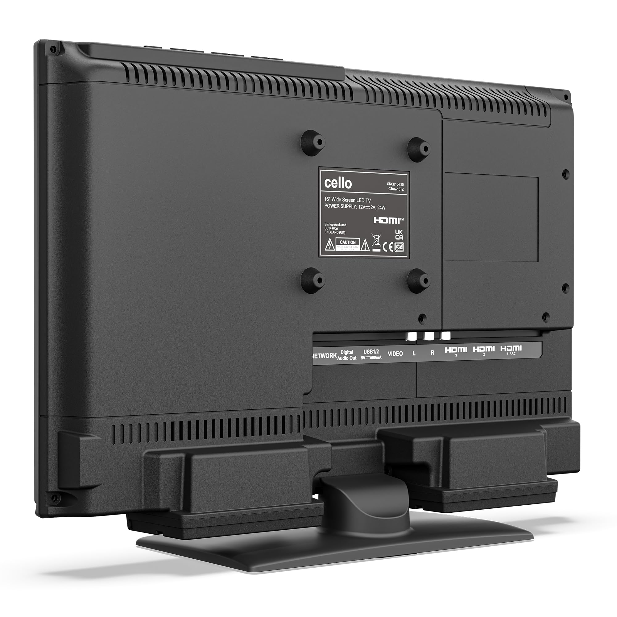 Cello CTRAV-16TZ Smart TV de 16 Pulgadas, 12 V/230 V, Tizen OS de Samsung, Gaming Hub, Bluetooth y sintonizador Triple